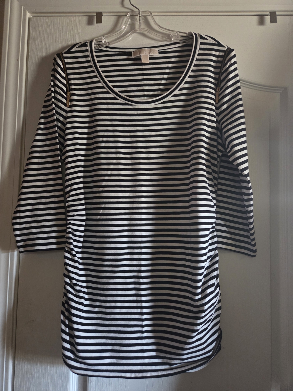 Michael Kors Black and White Striped Top
